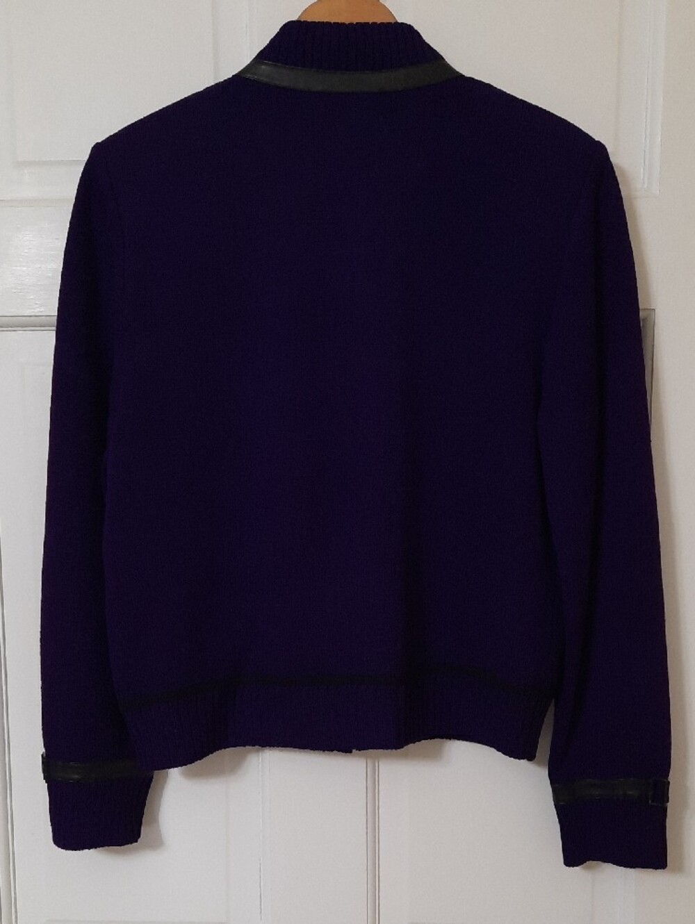 Purple Zip-Front Knit Jacket with Black Trim. ( No Tags for Material or Care) - Picture 7 of 12